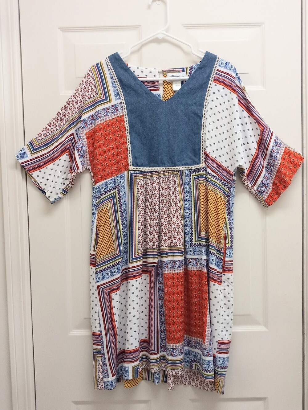 Vermont Country Store Patchwork Dress Medium Boho Cottagecore Prairie Pockets - Picture 2 of 16
